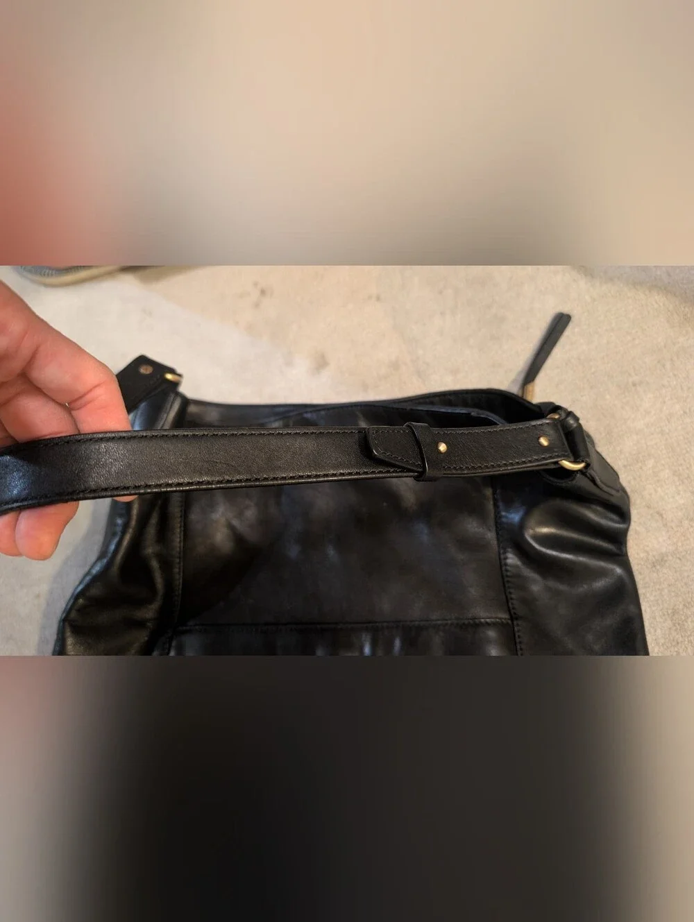 Excellent condition Tahari soft black real leather shoulder bag